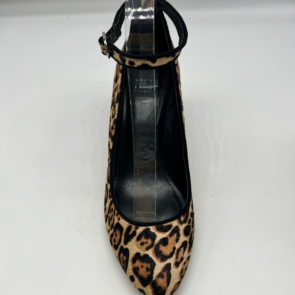 WHBM - Tan And Brown Calf Hair Ankle Adjustable Straps Block Heels Size 7.5 - Picture 3 of 13